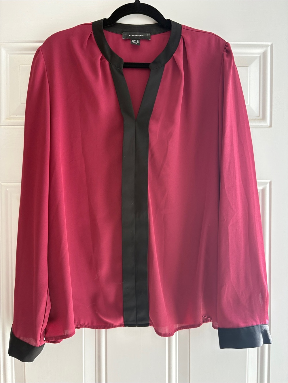 Atmosphere Fuchsia Blouse with Black Trim